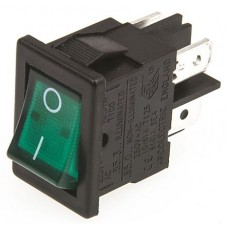 IP40 Rectangular Green DPST Rocker Switch, On-Off, 15 A @ 250 V ac 19.4mm 12.9mm