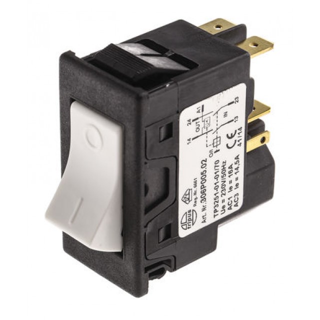 IP54 DPST Rocker Switch, On-Off, 16 A@ 230 V ac 45.2mm 21.7mm