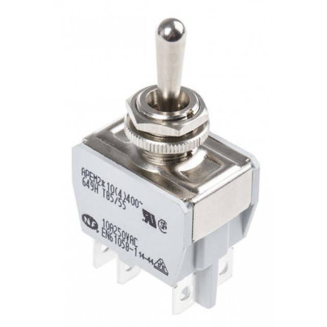 Toggle Switch DP On-Off-On, 10 A@ 24 V dc, Panel Mount