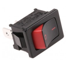 Black/Red SPST Rocker Switch, On-Off, 10 A@ 125 V ac +85°C -20°C 19.2mm 13mm