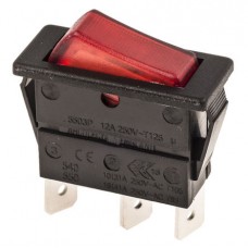 Illuminated Red SPST Rocker Switch, On-Off, 16 A@ 250 V ac 30mm 11mm