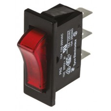 Red SPST Rocker Switch, On-Off, 16 A @ 125 V ac 30.2mm 11.2mm