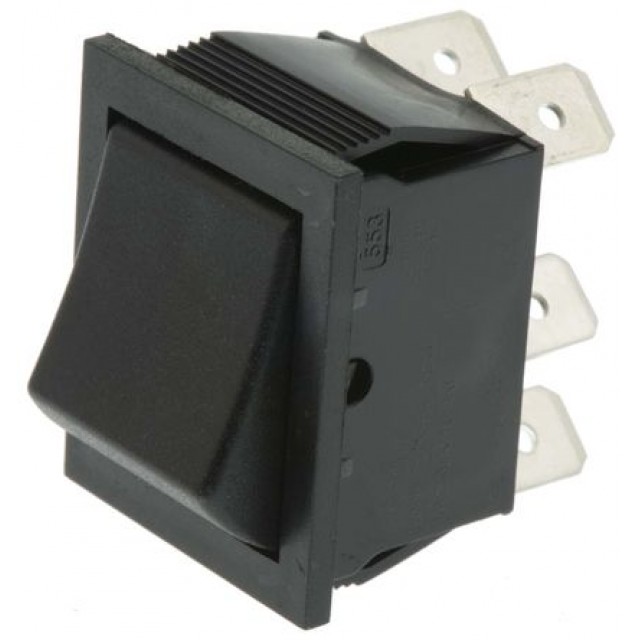 Black DPDT Rocker Switch, On-(On), 16 A@ 250 V ac 27.2mm 22.2mm