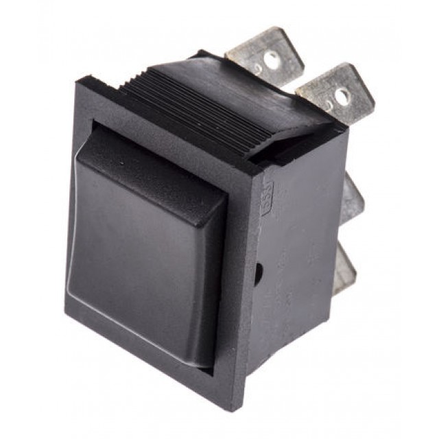 Black DPDT Rocker Switch, (On)-Off-(On), 16 A@ 250 V ac 27.2mm 22.2mm