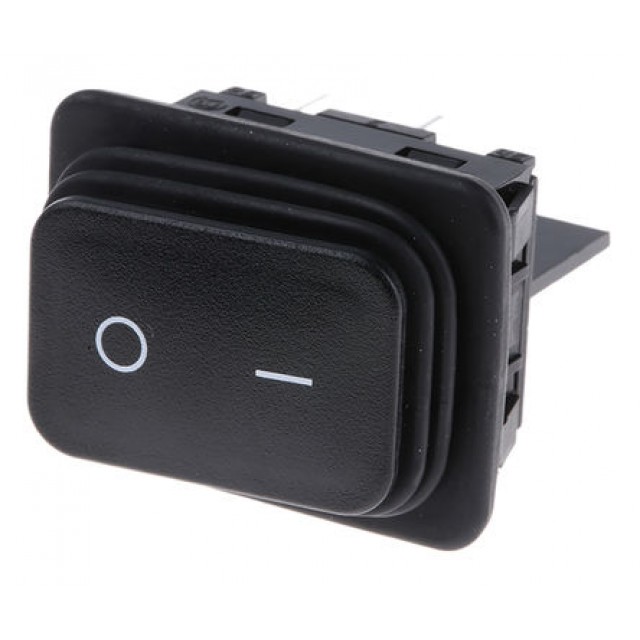 IP65 Black DPST Rocker Switch, On-Off, 20 A @ 250 V ac +55°C -30°C 30.2mm 22mm