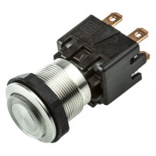 Push Button Switch, IP64, 19 mm, DPST-NO, Panel Mount, Latching , Illuminated, LED Blue