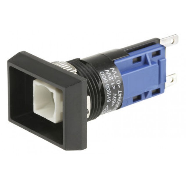 Push Button Switch, 16mm, SP-NO/NC, Panel Mount, Latching , Illuminated