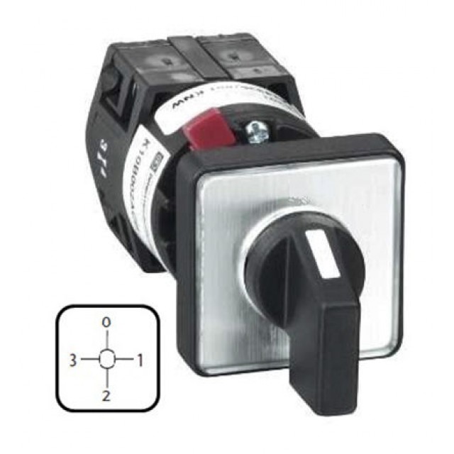 4 positions 90° Rotary Switch, 10 A, Handle, Stay Put