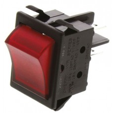 Illuminated Red DPST Rocker Switch, On-Off, 16 A @ 250 V ac +65°C -20°C 30.2mm 22mm