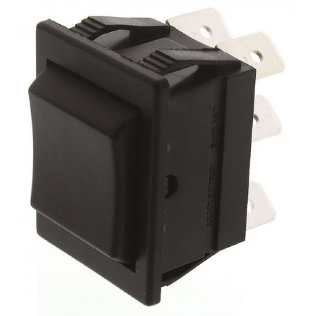 Black DPDT Rocker Switch, On-Off-On, 16 A@ 250 V ac 30mm 22mm