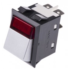 Illuminated Red DPST Rocker Switch, 16 A@ 250 V ac +85°C 34.55mm 23.55mm