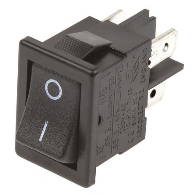 DPST Rocker Switch, On-Off, 15 A@ 250 V ac 19.4mm 12.9mm