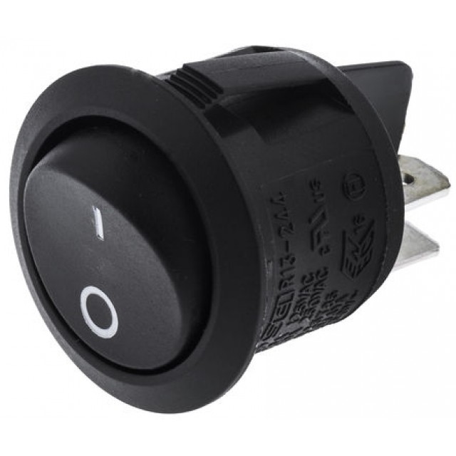 Black DPST Rocker Switch, On-Off, 6 A @ 250 V ac 20.2mm