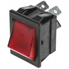 Illuminated Red DPST Rocker Switch, On-Off, 16 A@ 250 V ac 30mm 22mm