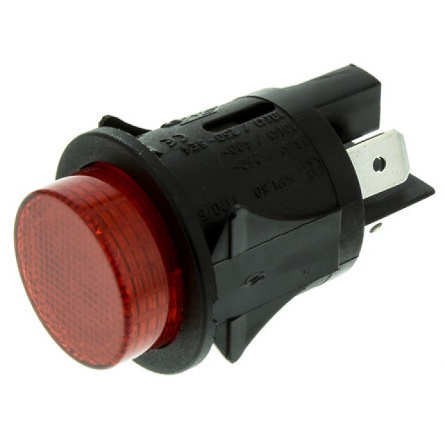 Push Button Switch, DP, Panel Mount, Latching , Illuminated, LED Red