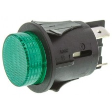 Push Button Switch, DP, Panel Mount, Latching , Illuminated, LED Green