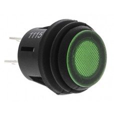 Push Button Switch, IP65, 20.2mm, DPST, Panel Mount, Maintained On-Off , Illuminated, LED Green, (Blank)